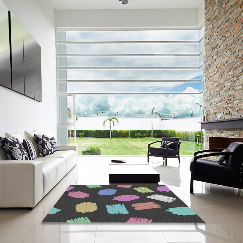 Tapis noir/rose à tisser électrique, Carré 5 pi