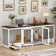 Large Dog Crate Furniture With Pull-Out Dog Bowls And Divider