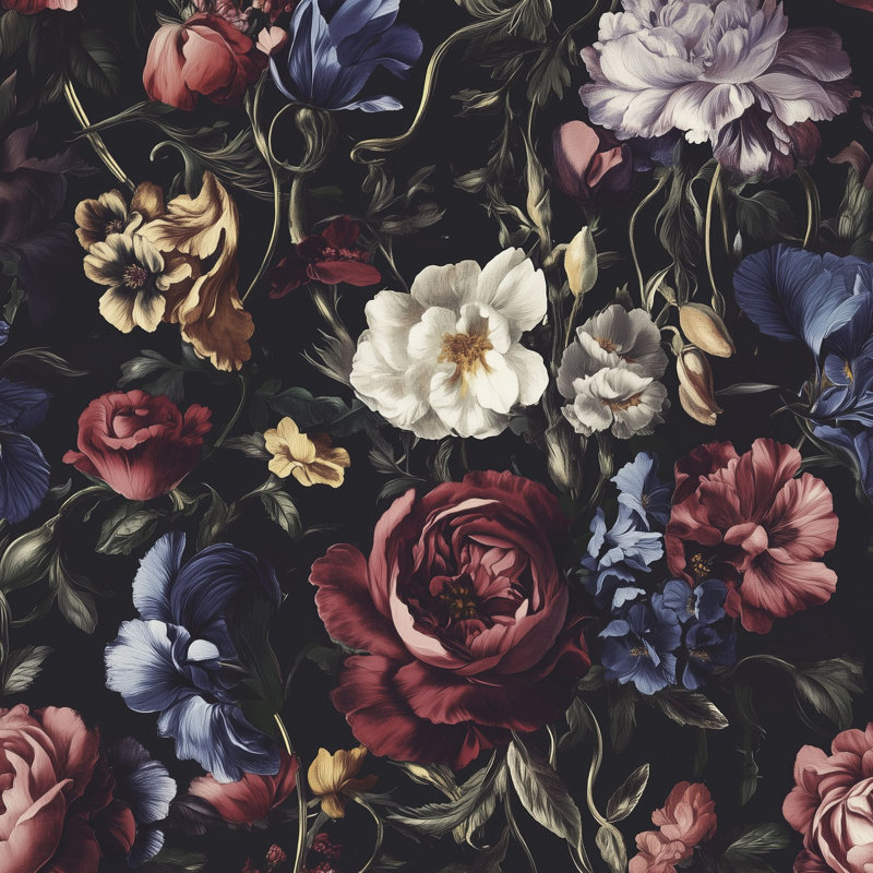 Décoration murale amovible à motif floral rétro Baroque