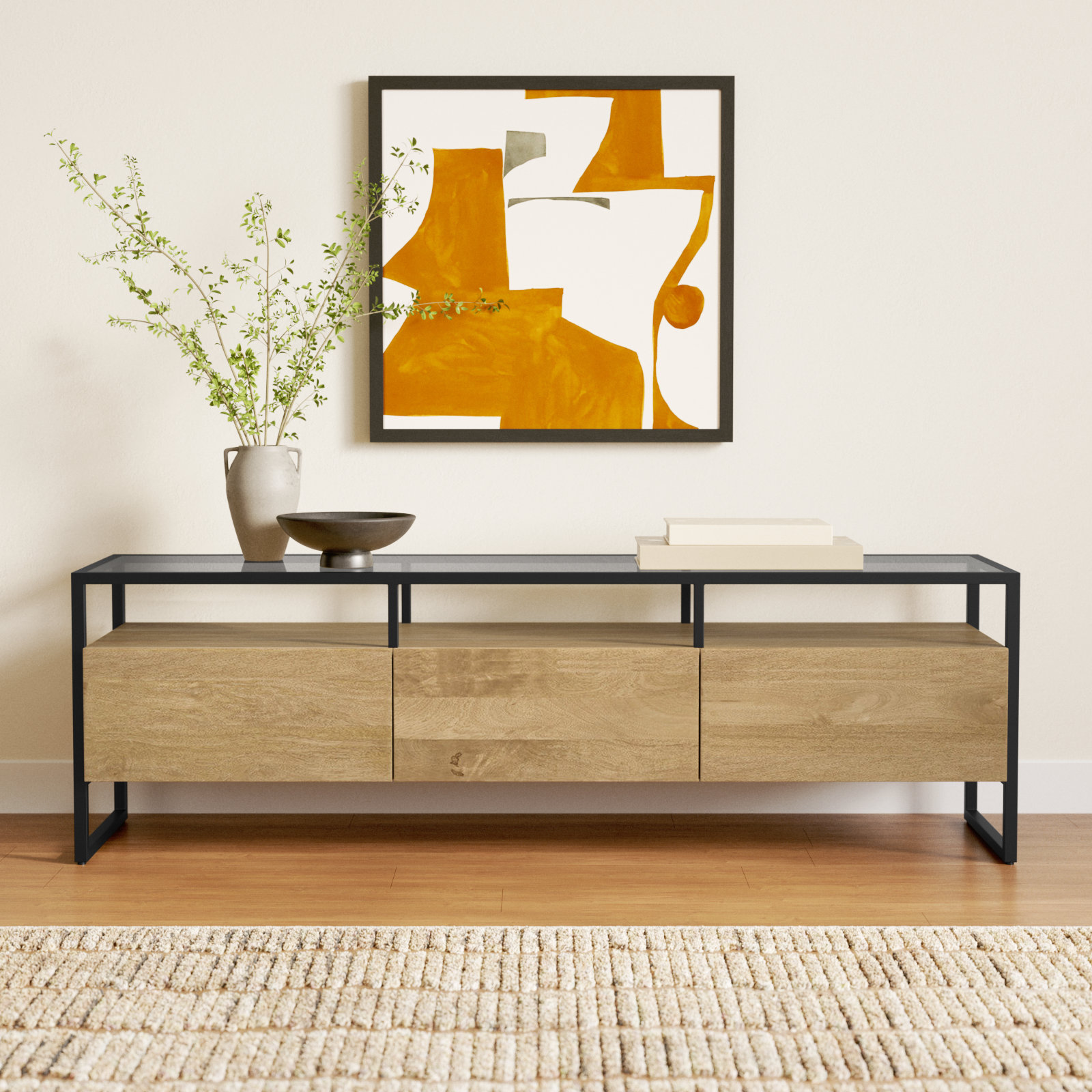 Maia 58" TV Stand, Natural Wood