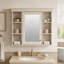 Meuble-lavabo 36 po avec armoire à pharmacie, armoire à miroir moderne avec tablette réglable, armoire de rangement pour salle de bain avec 4 tiroirs, armoire de rangement avec cadre en bois massif-1690723470