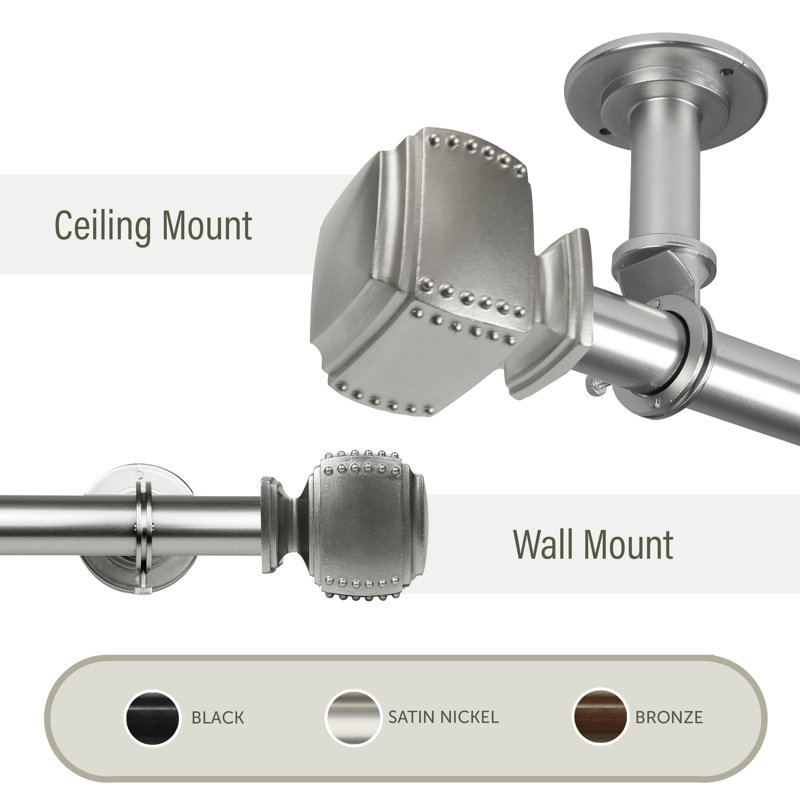 Tringle à rideaux simple Lebel, 120 po à 170 po, Nickel satiné