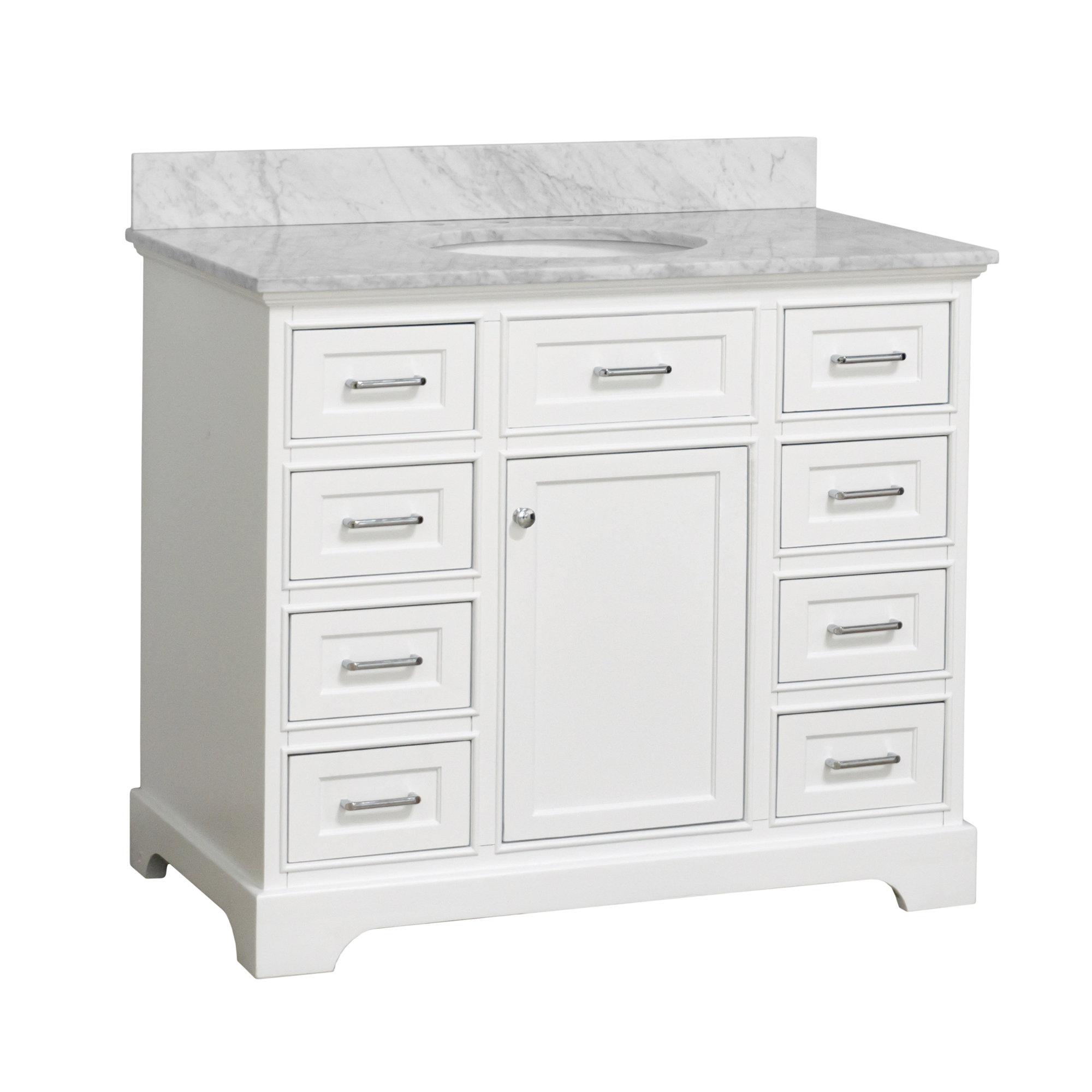 Ronnie 42'' Single Bathroom Vanity, Carrara Marble, White