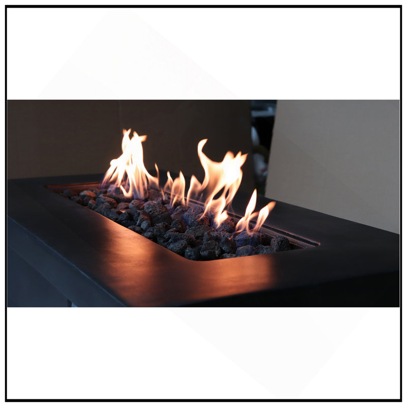 24'' H Concrete Propane/Natural Gas Outdoor Fire Pit Table, Charcoal