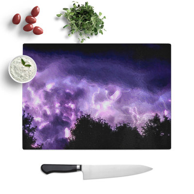 Glass Lightening Above The Trees Chopping Board