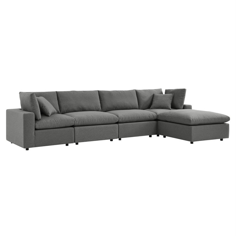 Commix 5-Piece Outdoor Patio Sectional Sofa, Charcoal