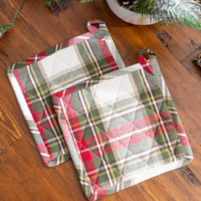 FabStyles Plaid Cotton Potholder Set