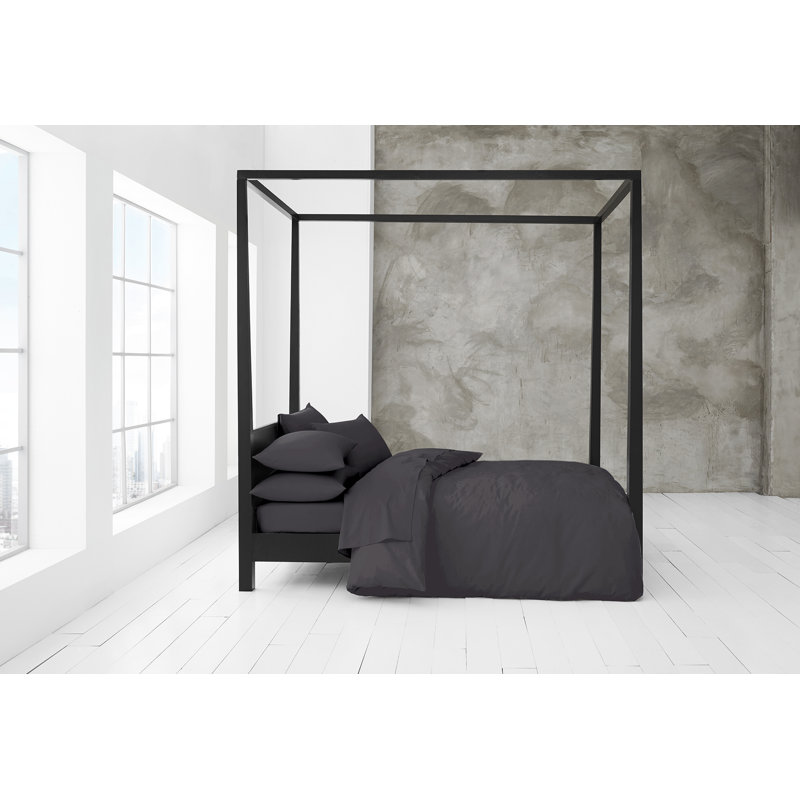 Cotton Blend Plain Dyed Duvet Cover Set with Pillowcases | Premium Polycotton Bedding for Comfort & Style, Charcoal