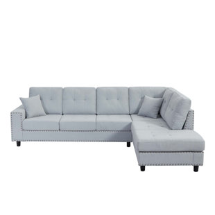 Comfortable L-shaped Modular Sofa with Removable Cushions and Pillows for Various Spaces
