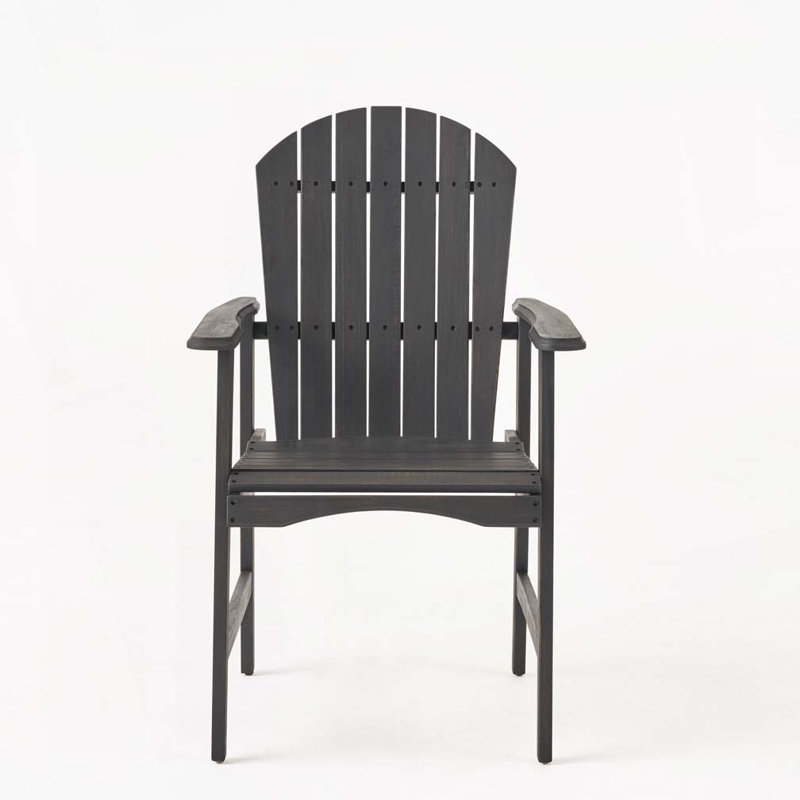 Chaises de salle à manger d'extérieur en bois d'acacia Adirondack (, Gris foncé