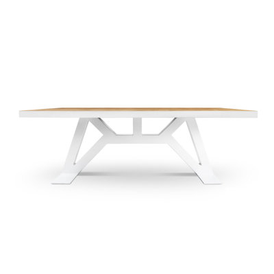 Oak Solid Wood Top Metal Base Dining Table