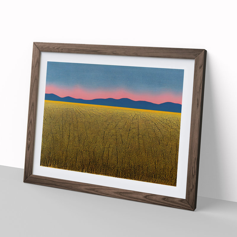 Wheat Field at Sunset - Framed Print, 34cm H x 46cm W x 2cm D, Walnut Framed
