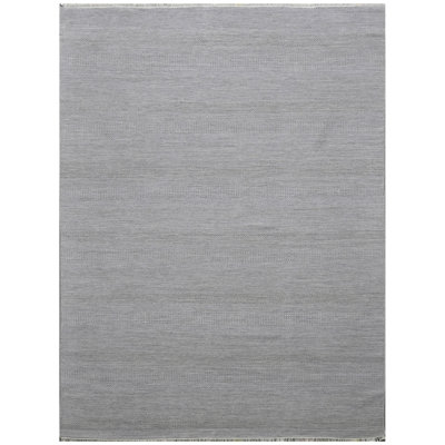 Tapis argenté et noir noué à la main de haute qualité