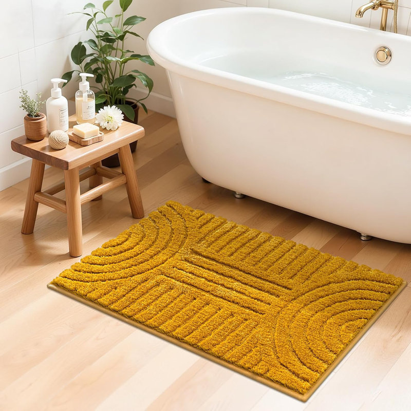 Non Slip Soft Absorbent Bath Mat, Gold, 36" L x 24" W