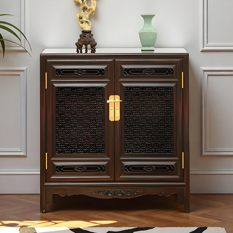 Classic and unique design storage shoe cabinet, Dark Brown Wood