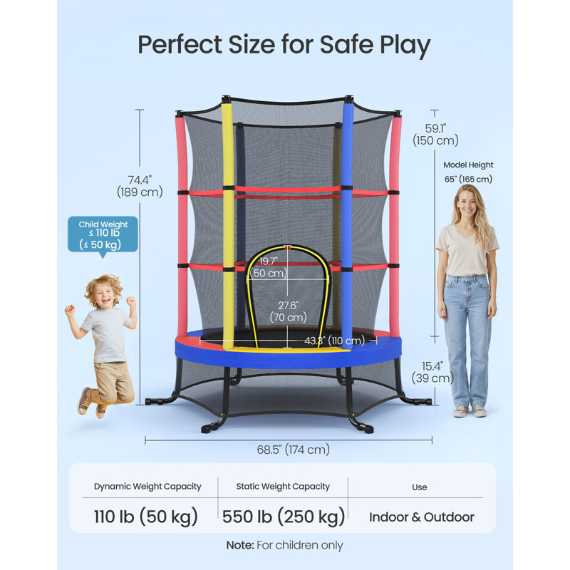 LEDREM in. Round Fitness Trampoline, Multicolour
