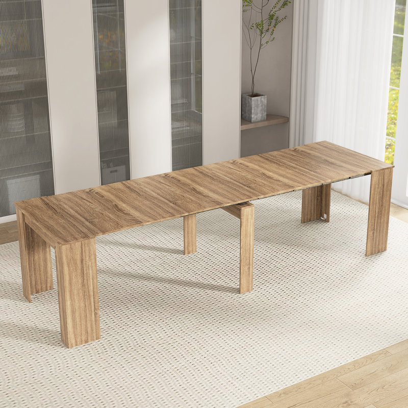 118" W Extendable Multifunctional Dinging Table, Brown