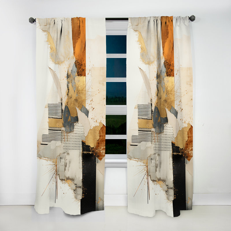 Rideau moderne or et gris Kitley, L 52 po x L 90 po
