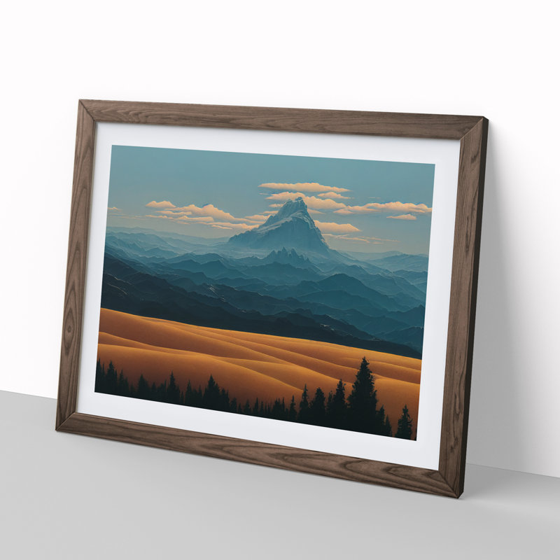 Brave Mountain Landscape - Single Picture Frame Print, Walnut Framed, 25cm H x 34cm W x 2cm D