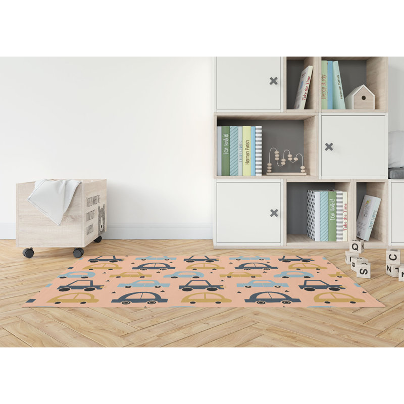 Driveway Colorized Kids Play Mat, Orange, Rectangle 4' x 6'