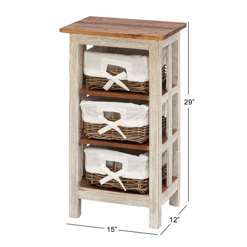 Commode d'appoint 3 tiroirs Nightingale, Brun cerisier / blanc