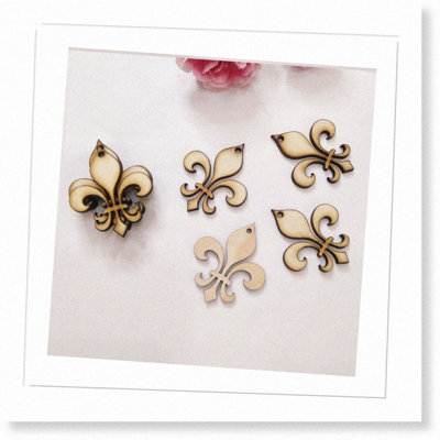 30-Piece Fleur de Lis Unfinished Wooden Earring Blanks