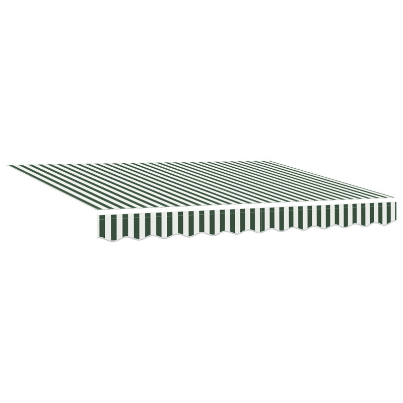 Longshore Tides Retractable Patio Awning, 300 cm W x 250 cm D, Green Striped
