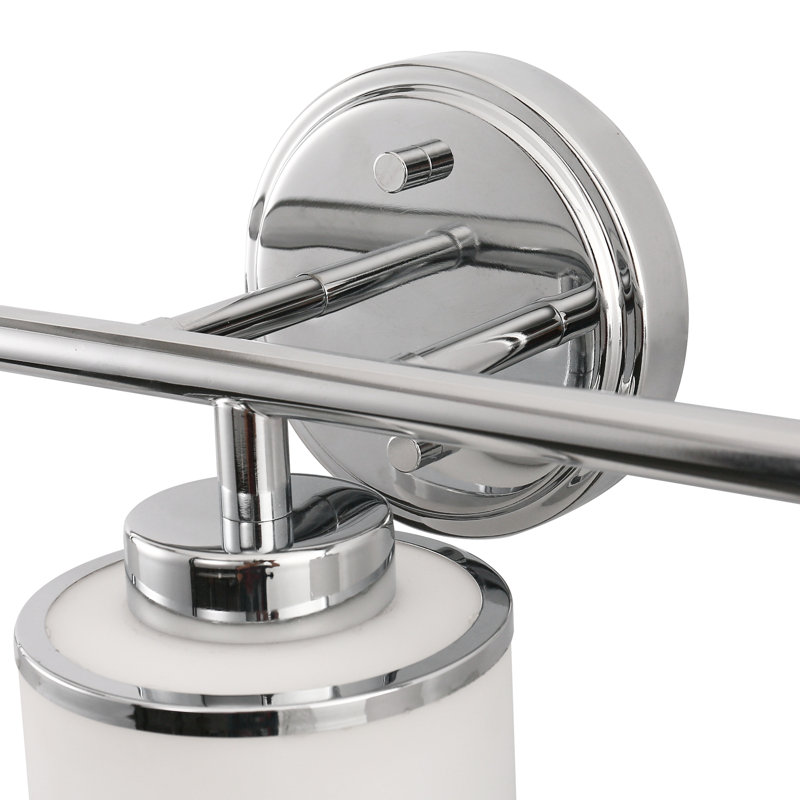 17 In. 3-Light Chrome Vanity Light With Frosted Glass Shades, Modern Bathroom Wall Sconce For Vanity, Mirror