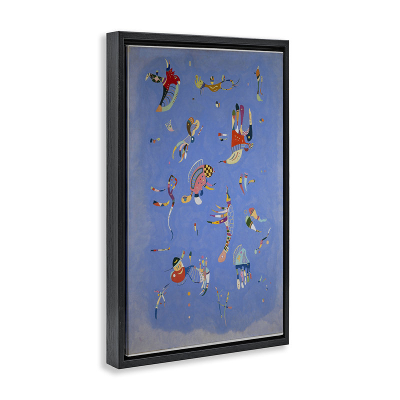 «Kandinsky Sky Blue», peinture encadrée sur toile flottante par One1000Paintings, Cadre flottant noir de jais