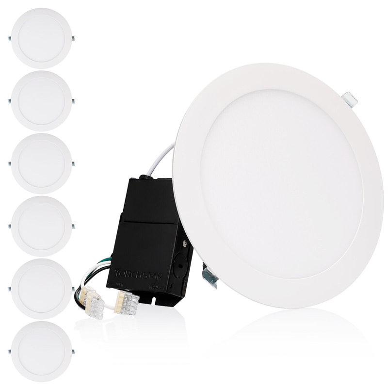 Luminaire encastré ultra-mince à DEL de 18 W et 8 pouces avec J-Box, 4000K, panneau de lumière mince à intensité variable