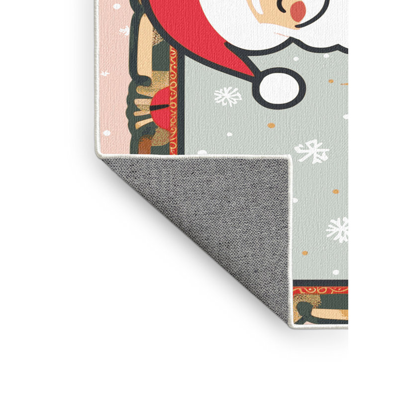 Tapis de vacances d'hiver de Noël lavable The Holiday Aisle®, Rectangle 7 pi x 9 pi