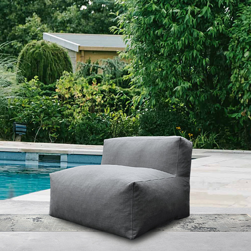 Pouf de jardin moderne de 89 cm de large, garni de mousse, sans accoudoirs, idéal pour la piscine et la terrasse., Gris foncé