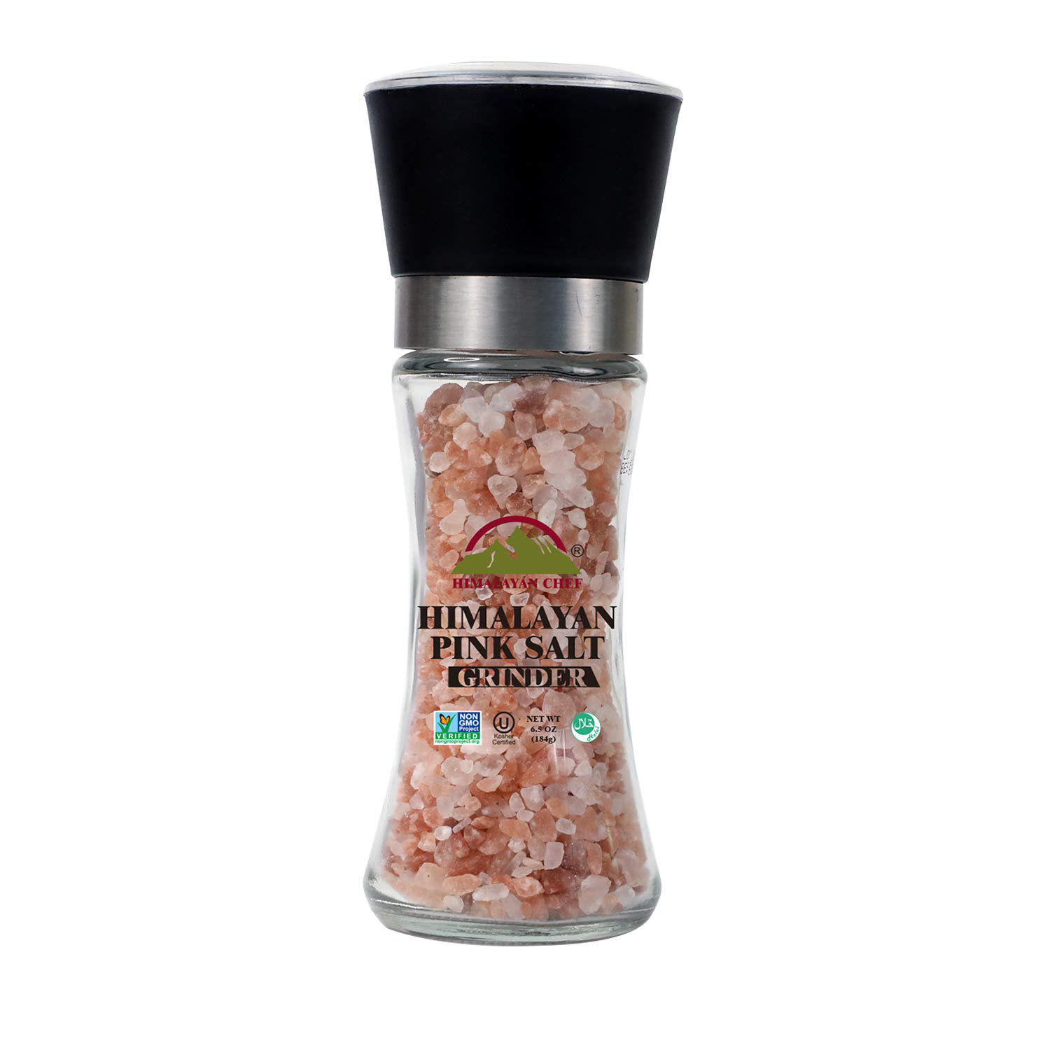 Himalayan Chef Pink Salt and Pepper Grinder Set of 2 - Adjustable Ceramic  Himalayan Salt Grinder & Pepper Grinder - Tall Glass Salt and Pepper  Shakers