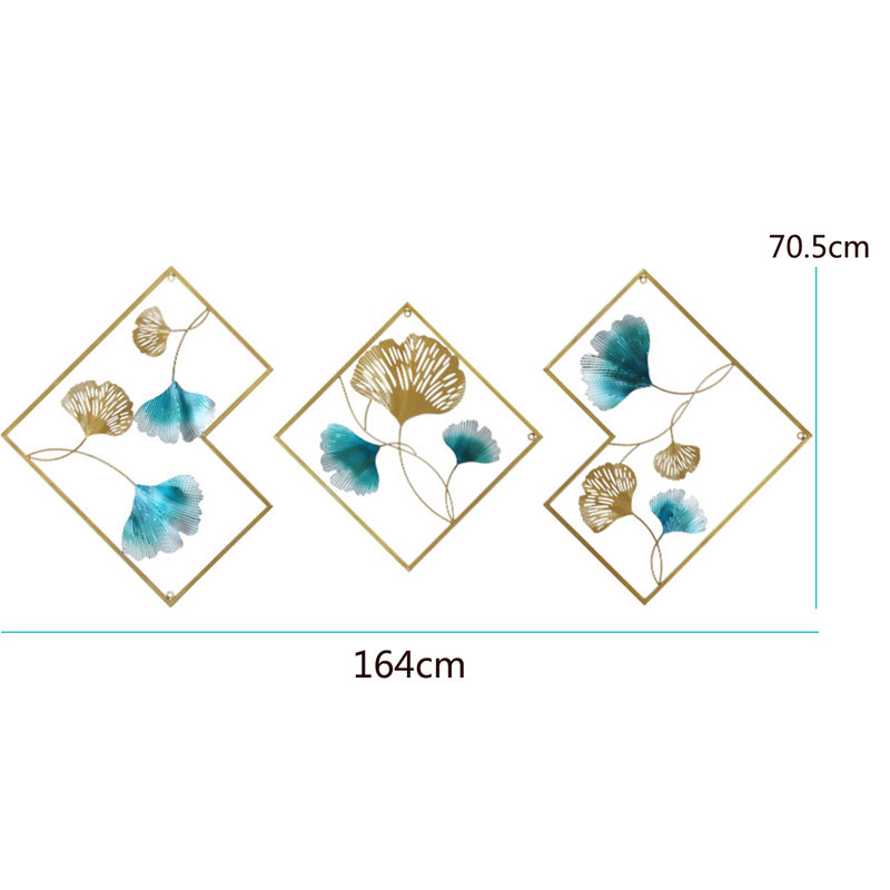 Plants & Flowers Wall Decor on Metal, Gold/Blue