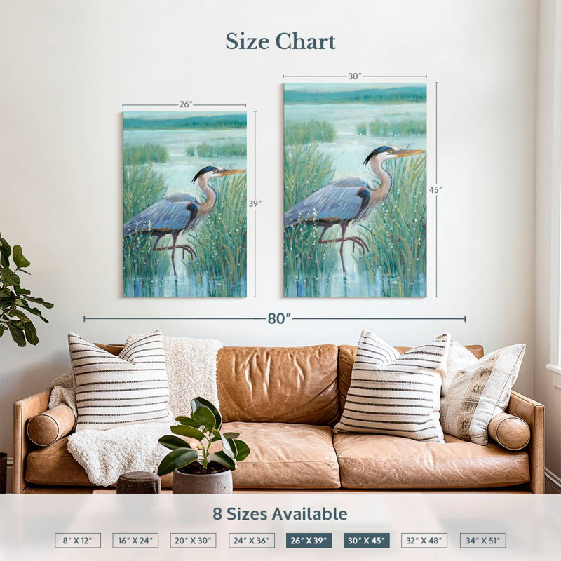 Brampt Wetland Heron I, 39" H x 26" W