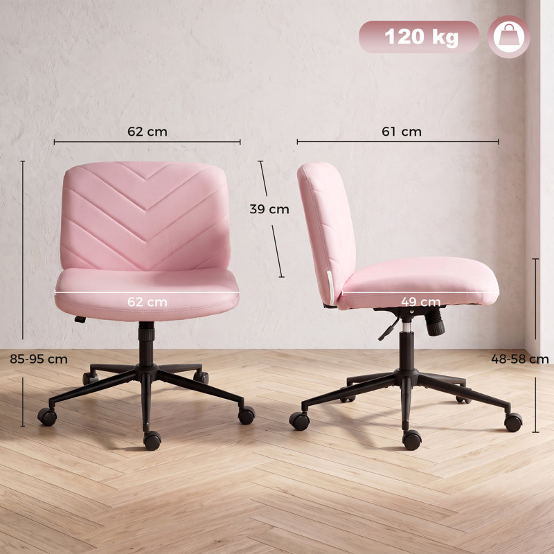 HOMCOM Office Chair, Pink, White
