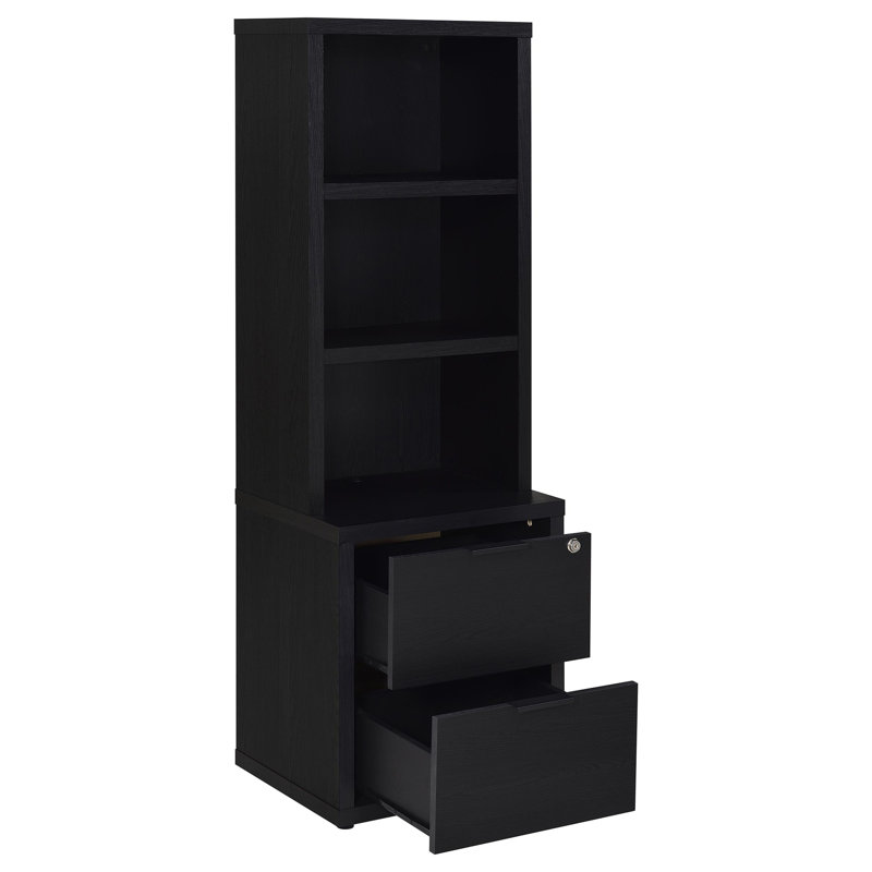 Geary Black 3-Piece Wall Unit Bookcase Set With USB, Black
