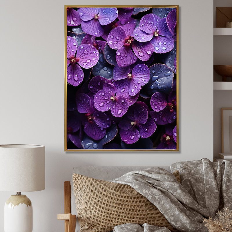 «Mauve surréel», reproduction sur toile, Cadre flottant doré, 20" H x 12" W