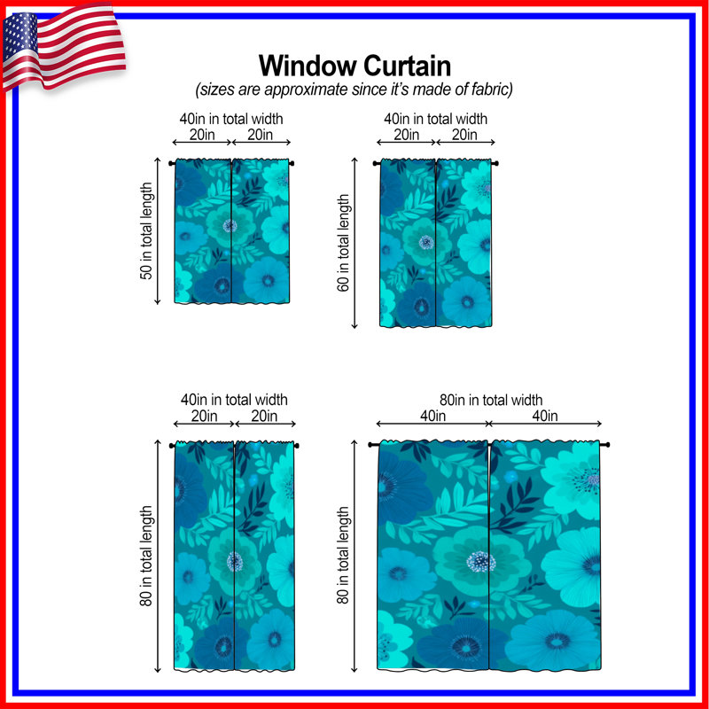 Rideaux de fenêtre à motif floral obscurcissant et obscurcissant - 2 panneaux, 40 po x 60 po - 2 panneaux, Transparent
