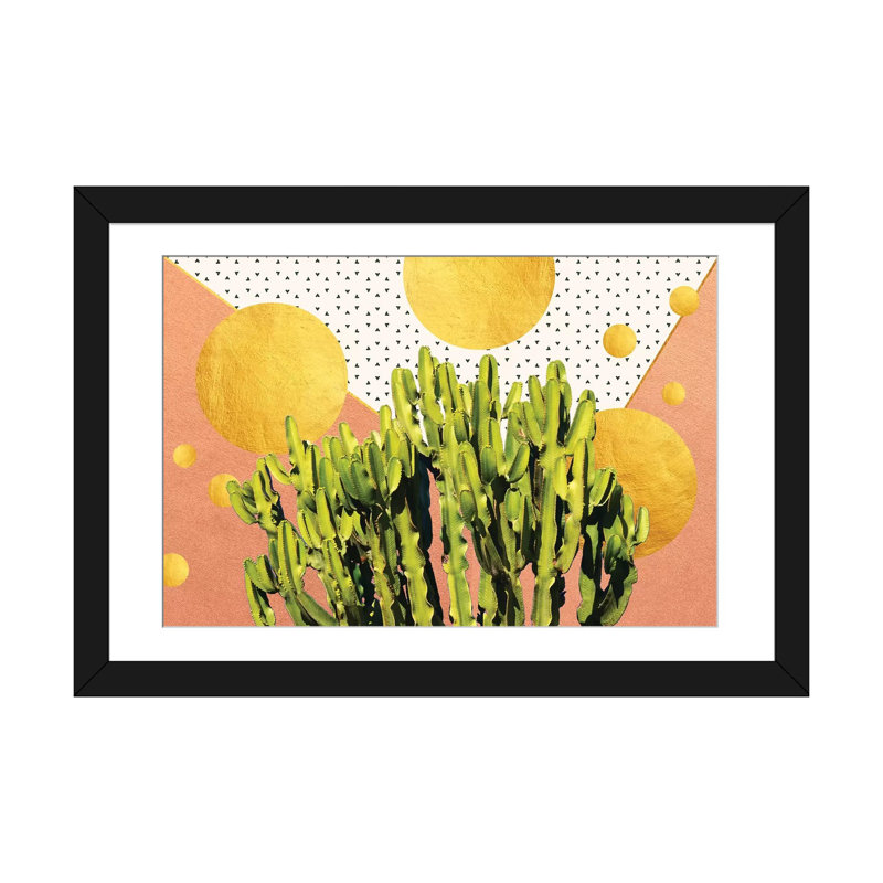 «Cactus Dream», impression sur toile, H 16 po x l 24 po x P 1 po, Papier beaux-arts encadré noir