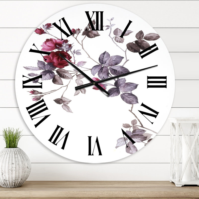 Mauve Wildflowers II - Horloge murale traditionnelle, Surdimensionné
