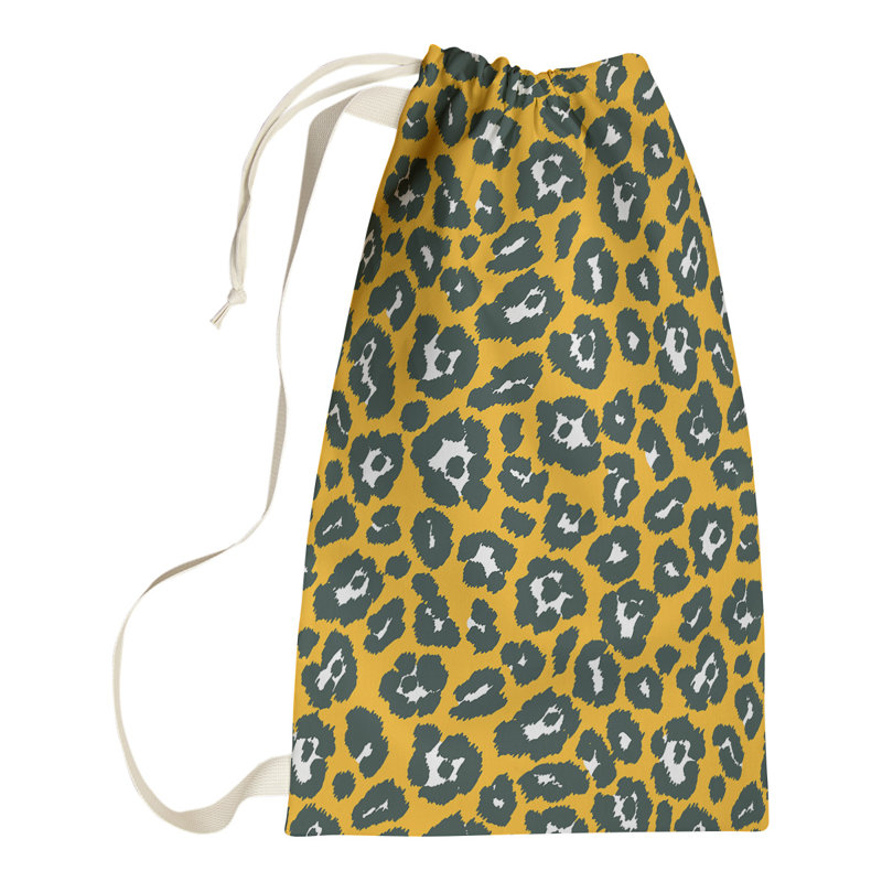 Fabric Laundry Bag with Handles, 29" H x 18" W, Yellow/Gray, Green Bay