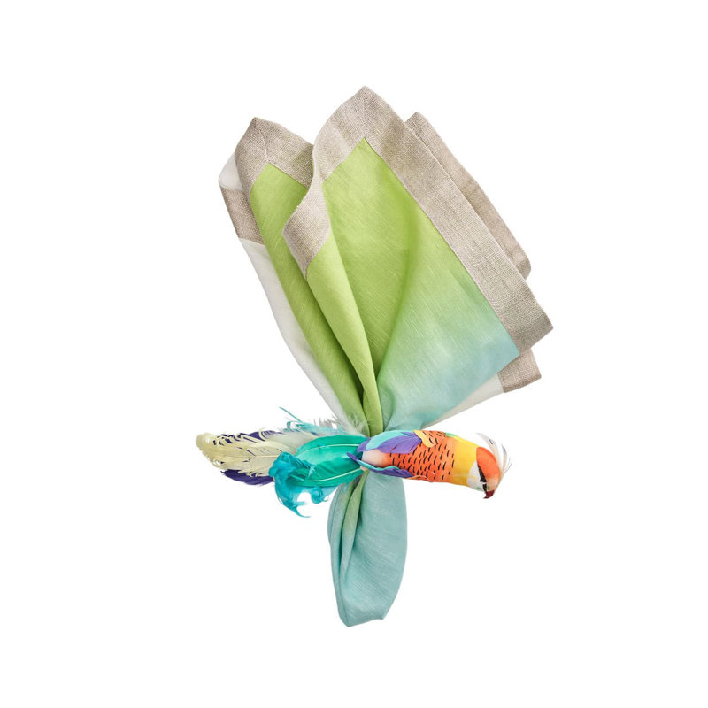 Dip Dye Linen Napkin, Blue/Green