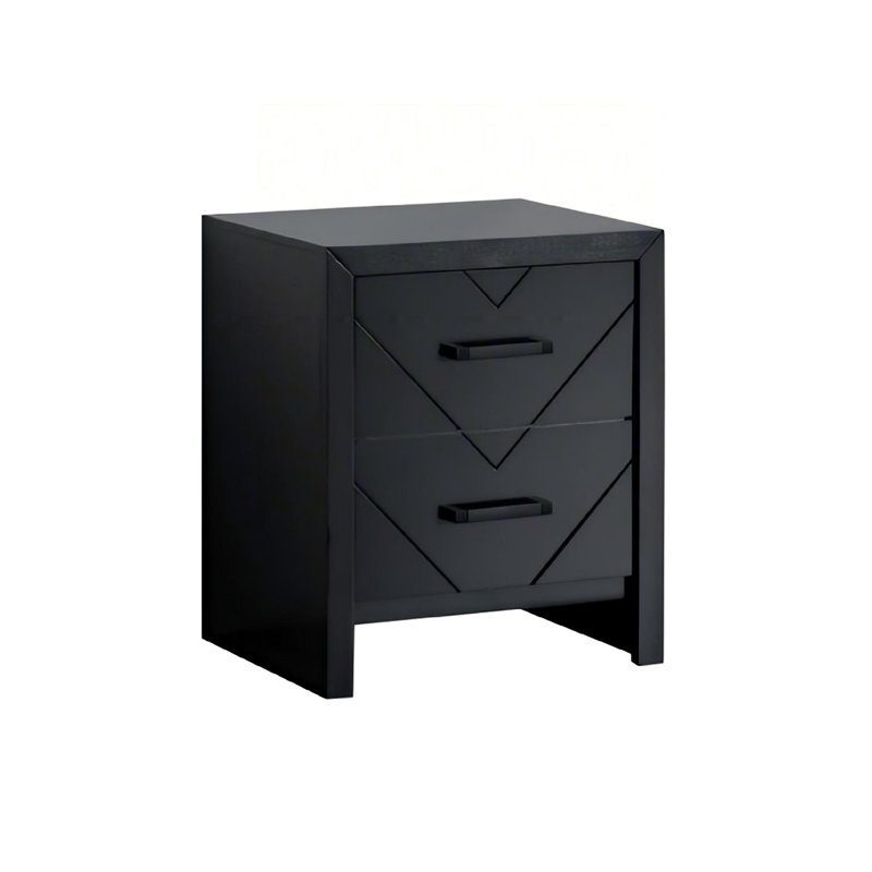 Morris 2 Drawer Nightstand Black, Black