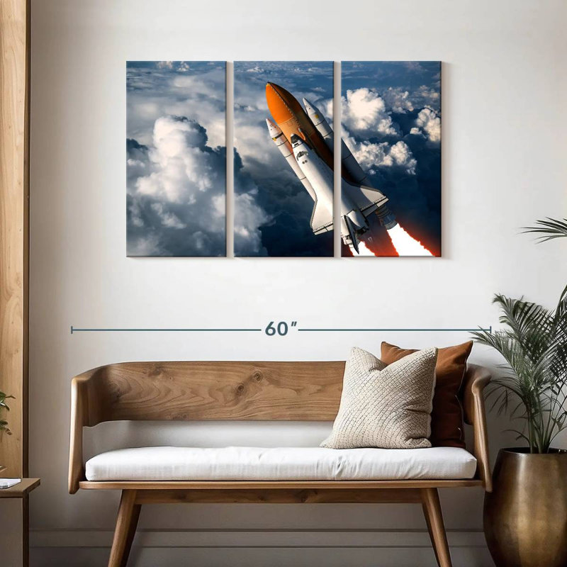 Oberle Cloudy Space Shuttle Flight, 28" H x 45" W