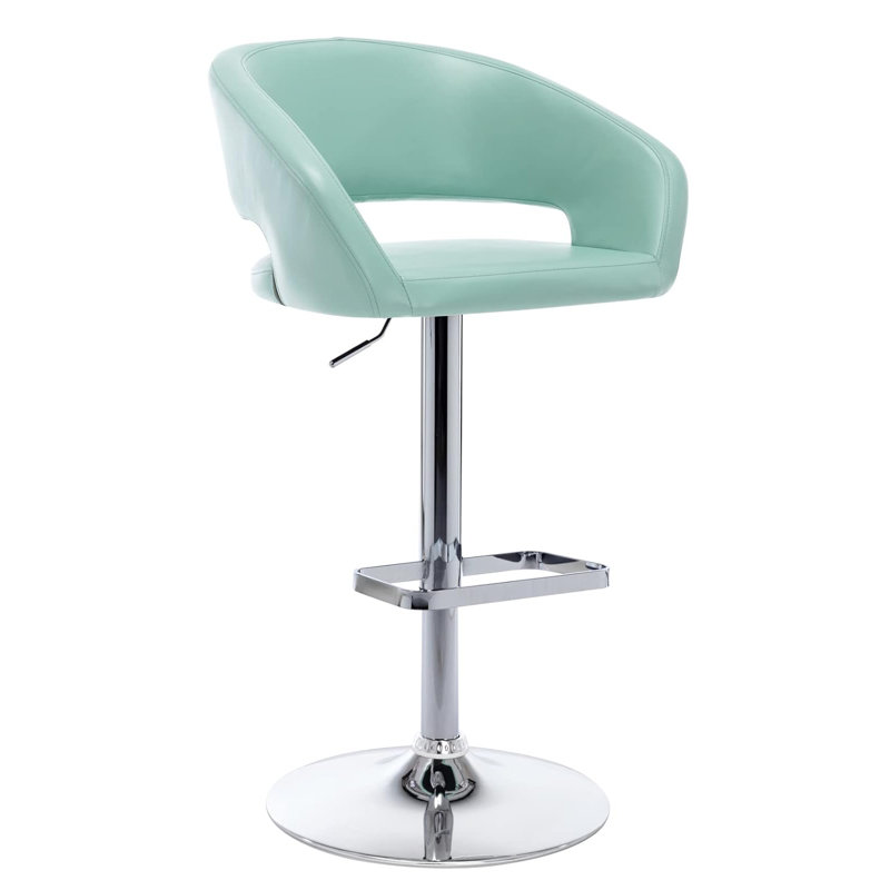 Tabouret de bar rotatif à hauteur ajustable Anastacio, Argent argent, Vert menthe