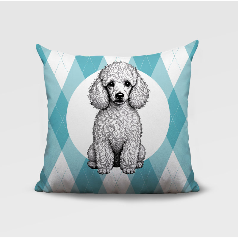 Coussin réversible intérieur / extérieur Poodle Dog, 16 x 16, Teal