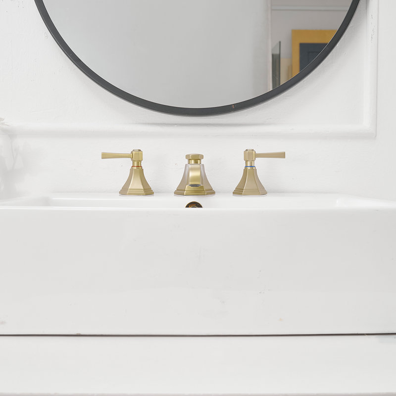 Widespread 2-handle Bathroom Faucet with Drain Assembly, Brushed Gold