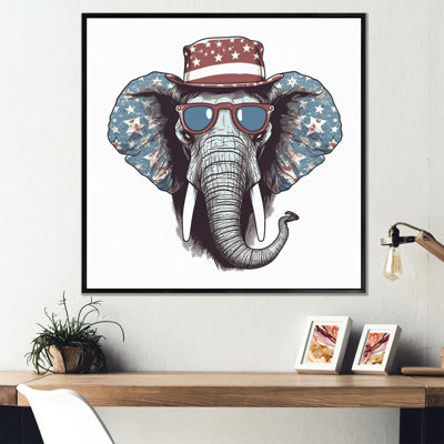 Éléphant gris avec chapeau - imprimé