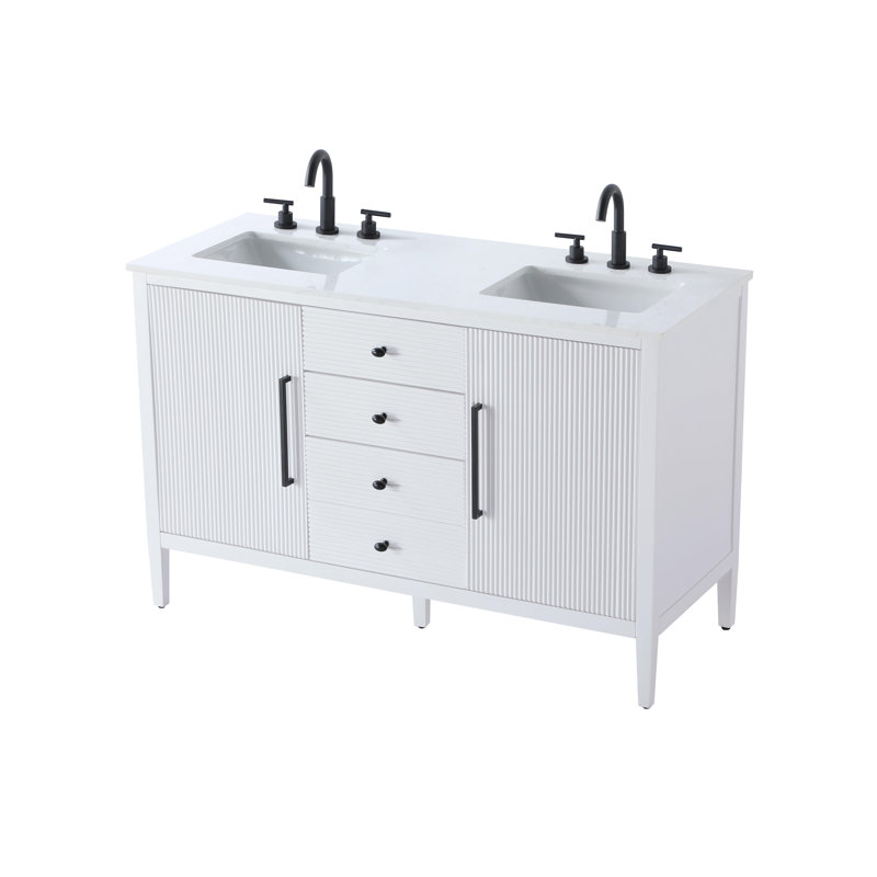 54 inch Double Bathroom Vanity, White
